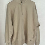 TNA Aritzia Cozy Fleece Mega 1/4 Quarter Zip Yellow Sweatshirt Size Large Tan Photo 0
