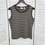 Covington Striped Ribbed Knit Tank Top Brown White Medium Stretchy Photo 5