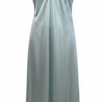 Vintage Baby Blue Satin Lace Trim Nightgown Maxi Dress L Floral‎ Embroidered Size L Photo 0