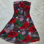Source Unknown  Asymmetrical Dress in Red and Green Floral Photo 2