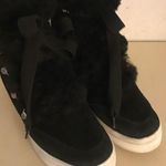 Steve Madden women black suede faux fur platform wedge sneakers US 7 Euro 37.5 Photo 0