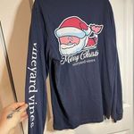 Vineyard Vines Santa Whale Design Navy Cotton Long Sleeve Tshirt Size Small Photo 0