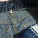 LEVI'S Distressed Zip Fly Denim High Waist Skirt Size 26 EUC Blue Photo 13