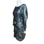 For Love & Lemons ‎ Afton Pleather Western Belted Dress Black Size Medium Photo 5