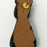 Vintage 80s Hand Painted Black Cat Heart Pin Brooch Handmade Hand Crafted Photo 1