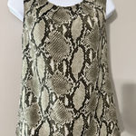 Stile Benetton Women Sleeveless Snake Print Round Neck Flowy Drapey Top Size S Tan Photo 0
