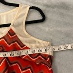 Eyelash Couture  Size M Sheer Racerback Red Cream Western Aztec Print Tank Top Photo 8
