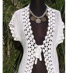 Cache White Silver Metallic Peek A Crochet Knit Vest Top New Stretch $128 NWT Photo 4