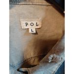 POL  Denim Jacket Women Size L Distressed Colorblock Patchwork Blue Tan Photo 4