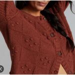 Anthropologie Pilcro Diana Cropped Cable Knit Cardigan Sweater Large Copper Photo 2