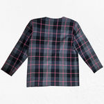 1990s Vintage Charcoal Gray Pink Plaid Boxy Power Suit Blazer Jacket Size 10P Photo 7