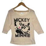 Disney  Top Womens M Knit Confetti Mickey Mouse Minnie Graphic Lightweight Cream Photo 0