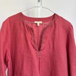 Eileen Fisher Linen Tunic Top sz M Minimalist Resort Vacation Coral Sequin Photo 2