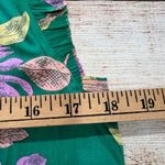 Green Floral Ruffle Neck Tie Front Sleeveless Blouse Top Women's Photo 5