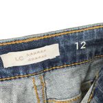 LC Lauren Conrad Medium Wash Distressed Patchwork Raw Hem Mid Rise Jean Short 12 Photo 4