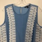 Zac & Rachel Womens Top Large Lace Tasseled Western Cottagecore Boho Country Blue Photo 2