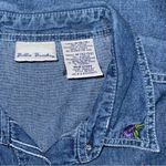 Vintage Bobbie Brooks Denim Shirt Womens M Embroidered Tropical Cotton Button Up Blue Size M Photo 3