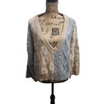 Beverly Hills Polo Club POL Sweater Womens Size S Beige Blue Pullover V-Neck Cable Knit Cozy Casual Photo 1