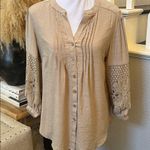 Anthropologie Figs & Flowers Woven Split V-Neck 3/4 Sleeve Peasant Blouse SZ M Photo 2
