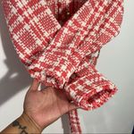 ZARA Tweed Houndstooth Belted Pink/White Plaid Boucle Jacket Size XS Photo 3