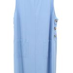 Amy K Su AKS Tencel Pinafore Jumper Maxi Buttoned Blue Dress w/ Pockets L Size L Photo 1