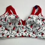 Catherines  Intimates No Wire Cotton Comfort White Red Cardinal Bra Size 48DD NEW Photo 0