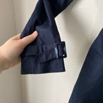 Talbots Piped Trench Coat Navy Blue Brown Size XS Preppy Classy Chic All Weather Photo 6