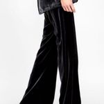 ZARA  Black Velvet High Rise Wide Leg Pants S Photo 0