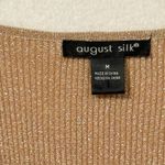 August Silk Bejeweled Neck Metallic Ribbed Sweater Size Med Shimmer Glam Sparkle Photo 7