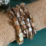 4 Piece Vintage Natural Mother of Pearl Shell Bead Stretch Bracelet Set Photo 0