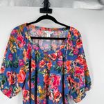 Christopher & Banks CJ‎ Banks Womens Top Tropical Floral Tropicana Blouse XL Short sleeve textured Photo 2