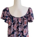 Knox Rose Dress Blue Purple Floral Flutter Sleeve Tiered A-Line Maxi Medium NEW Photo 6