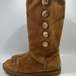 UGG  Lo Pro Brown Suede Button Foldover Boots with Logo Cuff 8 Photo 7
