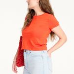 J.Crew  '90s Cropped Organic Slub Cotton T-Shirt Top Pullover Orange Size XXL Photo 11