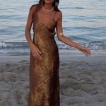 ZARA  dress maxi midi brwown printed casual summer vacation slip satin Photo 13