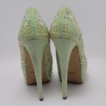 Kiss Kouture Celine Light Mint Green Peep Toe Beaded Platform Heels Size 8.5 Photo 7