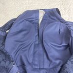 Nightway Navy Sequins Lace Gown Womens 10 Formal Maxi Gown Halter Style Slit Blue Photo 4