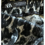 ZARA  Womens Black Gray Leopard Animal Print High Waist Wide Leg Dress Pant XS Photo 3