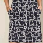 Talbots navy nautical rope cotton twill a-line skirt size 8 Photo 0