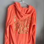 PINK Vintage Terry Zip Up Sweatshirt Bright orange & Gold Size M Photo 4
