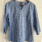  Embroidered Top Blue Size 4 US 0 Chicos Photo 0