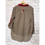 Tacera Womens Sheer Chevron Print Button Down Shirt Blouse Top Red Accents Photo 1
