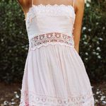 Selfie Leslie DESERT NIGHTS CROCHET LACE TRIM TIED BACK SUN DRESS PINK Photo 2
