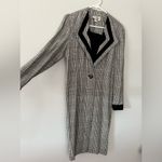 VTG Patty O’Neil Plaid Houndstooth Longline Coat Black White Pattern Size M 6 Size M Photo 2