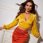 SheIn Mustard silk top Photo 0