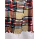 Tartan Plaid Scarf Wrap Fringe 52" x 55" Gold Red Green Preppy Cozy Soft Classic Photo 2