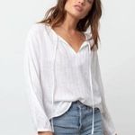 Rails  Finn Linen Blouse in Rose Gold Stripe Size Small Metallic White Billowy Photo 0