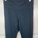 Athleta 3/4 Athletic Leggings Sz M Black Blue Striped Photo 3