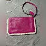 Coach VTG Pebbled Leather Shearling Sherpa Wristlet Raspberry Pink Fuschia Photo 3