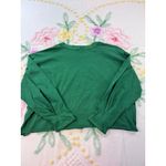 Free People Green Relaxed Fit Long xs Sleeve Cropped Raw Hem Tunic Top Photo 9